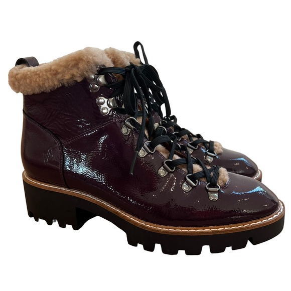 Donald J Pliner Erinn Women's Lace-up Shearling Snow Boots Vino Size 10 - Picture 3 of 10